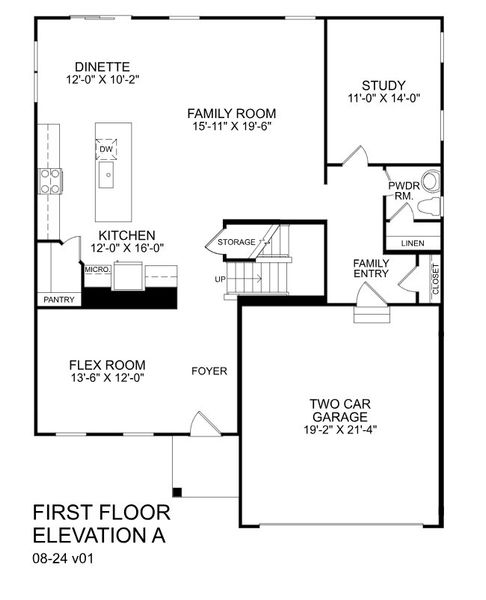 2D floor plan layout for the Lehigh by Ryan Homes in Stillwood Farms, Easley, SC (Image 3).
