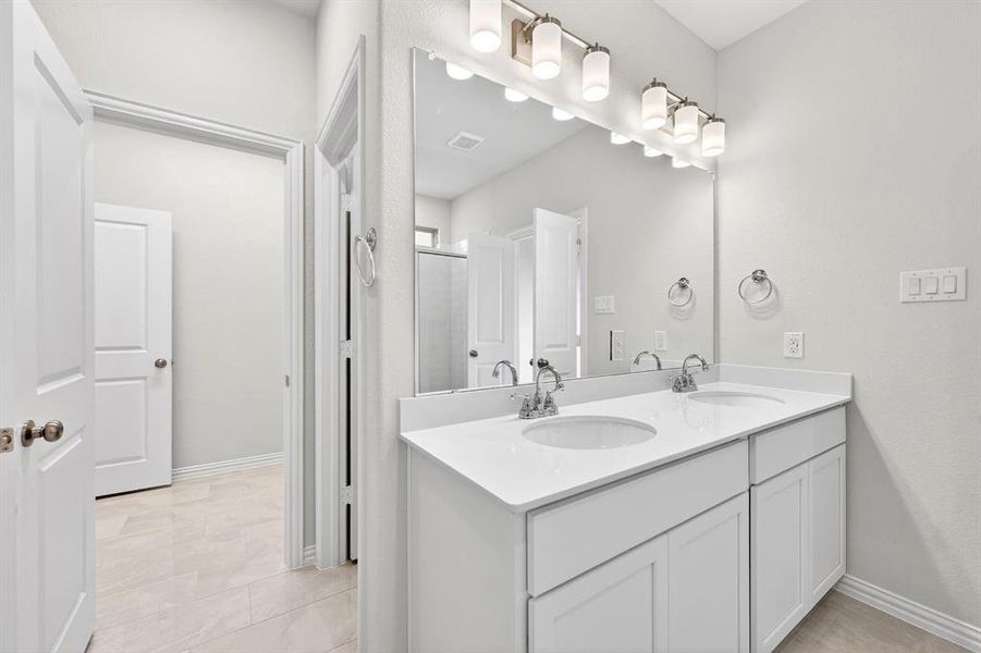 Furnished interior view inside a new home in Lily Creek at Sutton Fields, Aubrey (Image 15). Furnished interior view inside a new home in Lily Creek at Sutton Fields, Aubrey (Image 15).