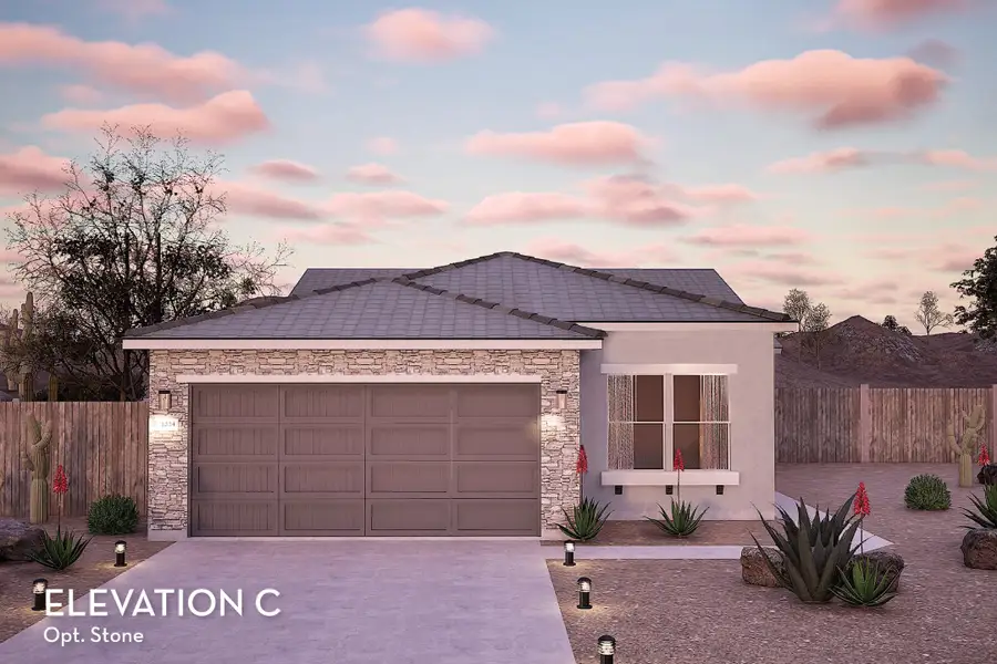Representative exterior photo of a completed home built from the Nighthawk by CastleRock Communities in Hayden Estates, Buckeye, AZ (Image 6). Representative exterior photo of a completed home built from the Nighthawk by CastleRock Communities in Hayden Estates, Buckeye, AZ (Image 6).