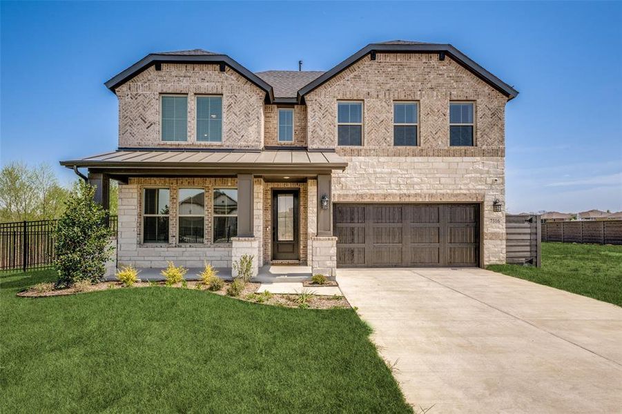 Front exterior of a new home in , Little Elm, TX, highlighting curb appeal (Image 1). Front exterior of a new home in , Little Elm, TX, highlighting curb appeal (Image 1).