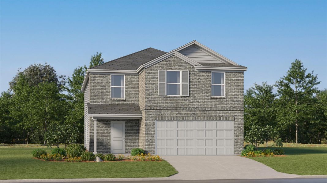 Front exterior of a new home in Firefly Pointe, Hutto, TX, highlighting curb appeal (Image 24).