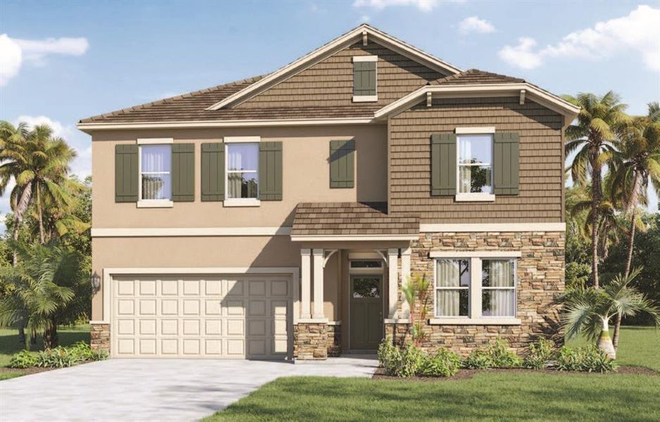 Front exterior of a new home in Archers Mill, Ormond Beach, FL, highlighting curb appeal (Image 1). Front exterior of a new home in Archers Mill, Ormond Beach, FL, highlighting curb appeal (Image 1).