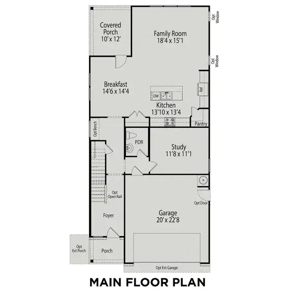 2D floor plan layout for the The Preston A by Davidson Homes LLC in Wendell Ridge, Wendell, NC (Image 2).