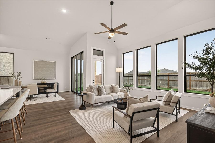 Another view of the family room.  Bring the sectional and extra-large furniture, there is room!