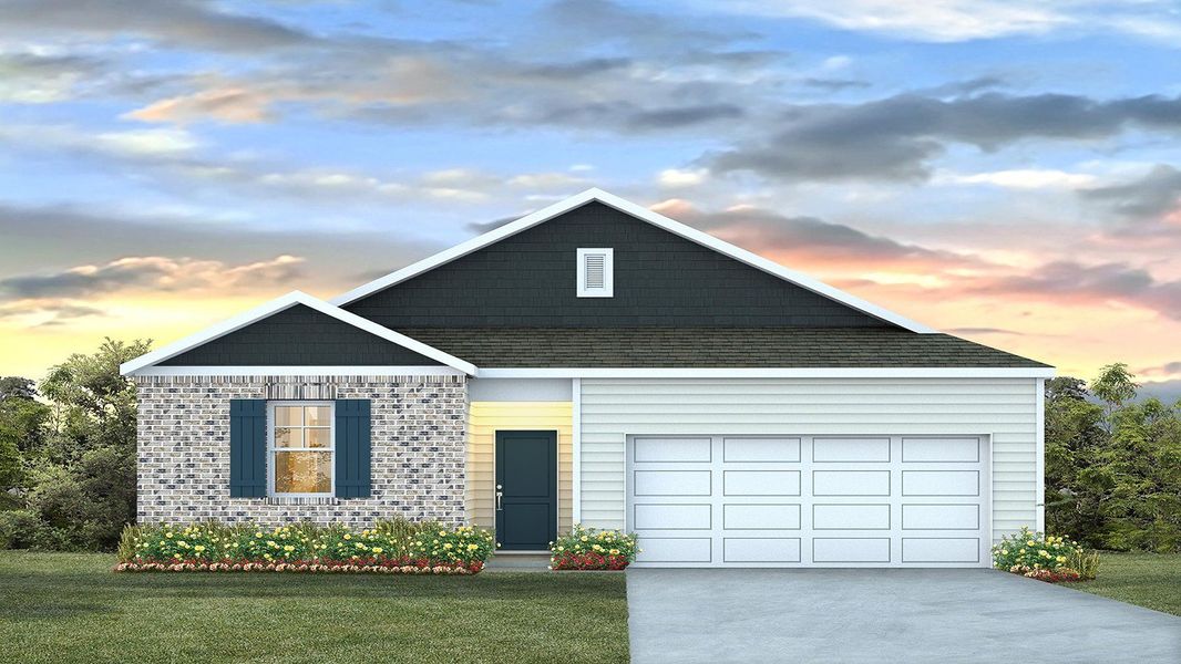 Representative exterior photo of a completed home built from the KERRY by D.R. Horton in Gates Village, Lugoff, SC (Image 16). Representative exterior photo of a completed home built from the KERRY by D.R. Horton in Gates Village, Lugoff, SC (Image 16).