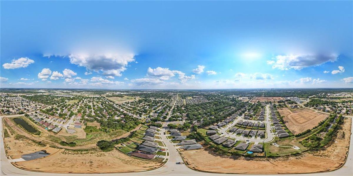 Aerial perspective of suburban area