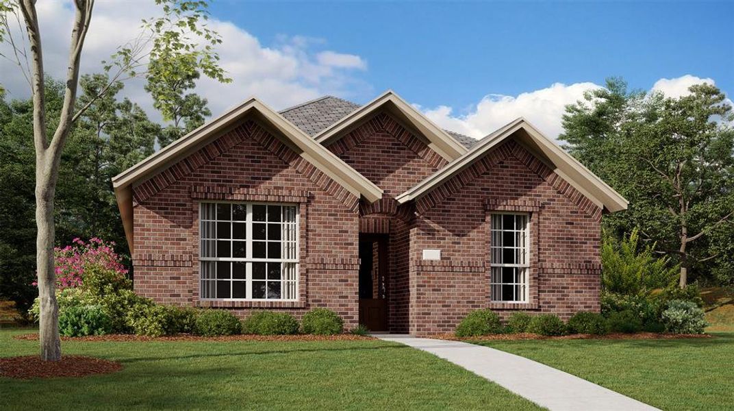 View of front of property featuring a front lawn