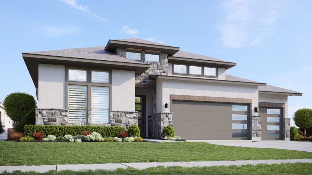 Representative exterior photo of a completed home built from the Vanderbilt by DRB Homes in Lakeshore Bluffs, Shady Shores, TX (Image 6).