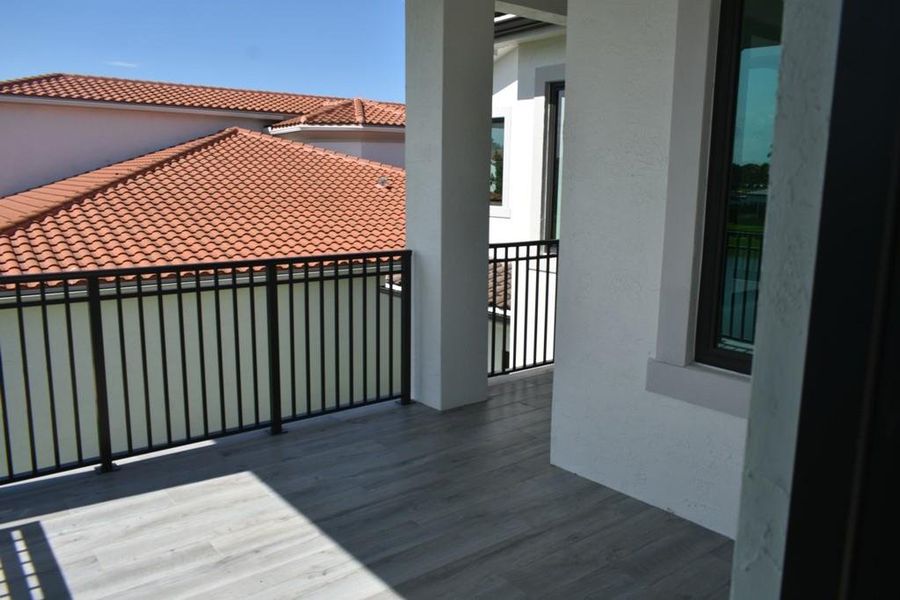 Photo from previously built Deerwood Model Home.  Outside Master Bedroom "Balcony"