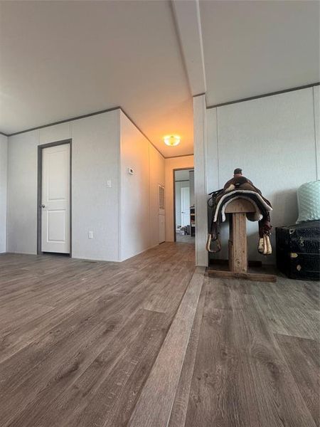 Living room featuring dark wood-style floors Living room featuring dark wood-style floors