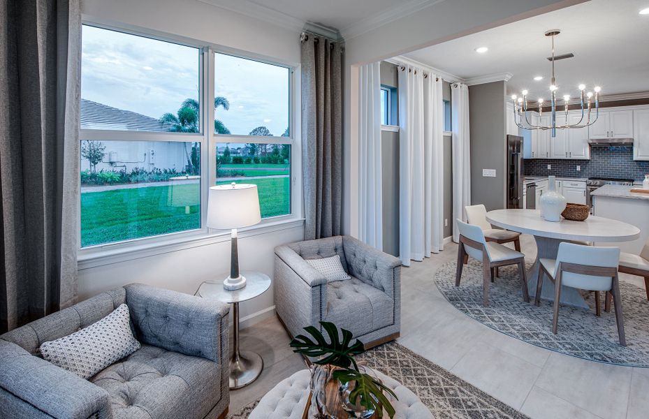 Furnished interior view inside a new home in Del Webb Oak Creek, North Fort Myers (Image 11).