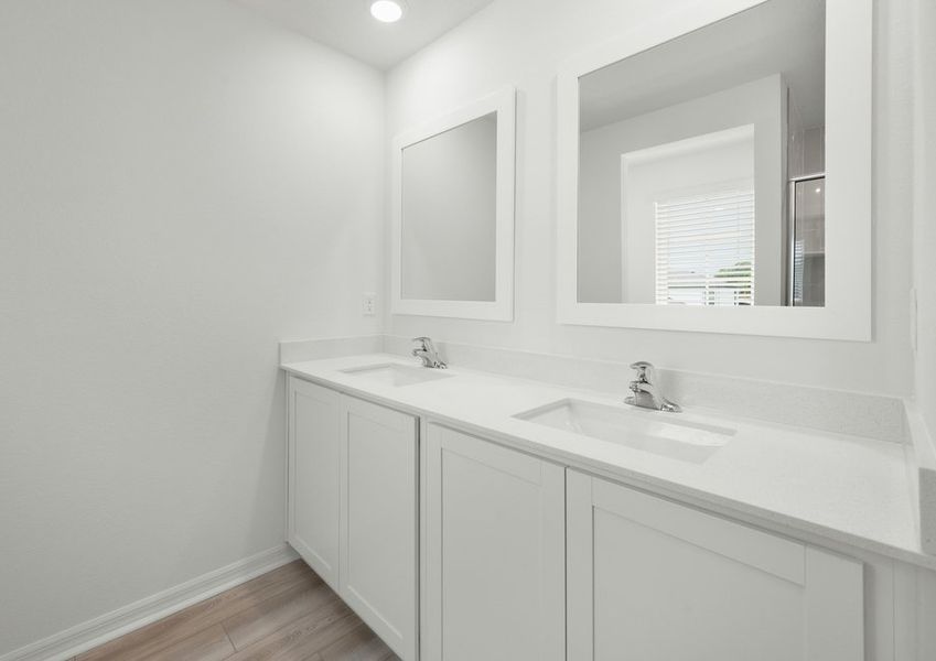Master bathroom vanity with two sinks