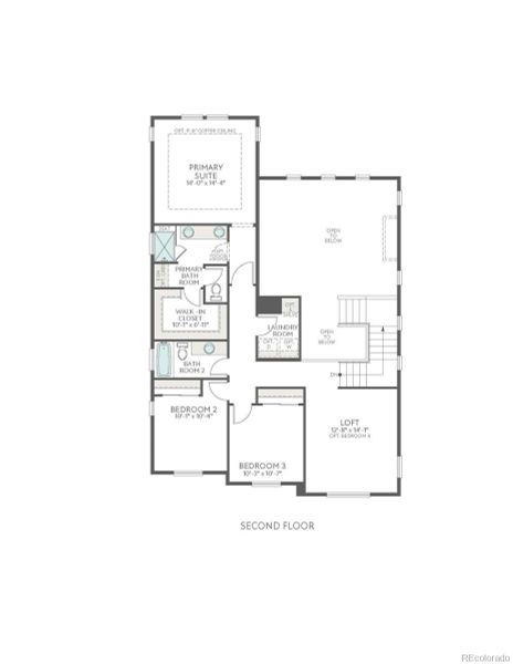 2D floor plan layout of this home in Prelude at Sterling Ranch, Littleton, CO (Image 6).