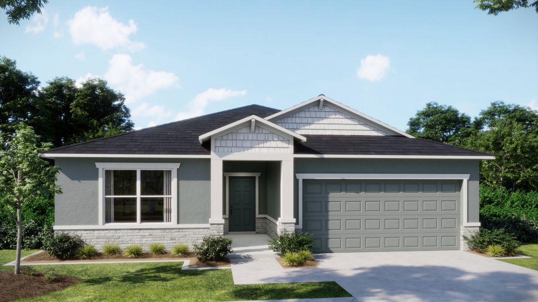 Front exterior of a new home in Silver Springs Shores, Ocala, FL, highlighting curb appeal (Image 20).