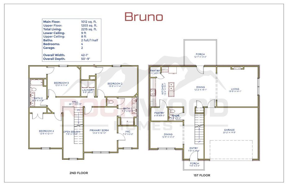 2D floor plan layout for the Bruno by Rockwood Homes in Cherry Fields, Clarksville, TN (Image 3). 2D floor plan layout for the Bruno by Rockwood Homes in Cherry Fields, Clarksville, TN (Image 3).