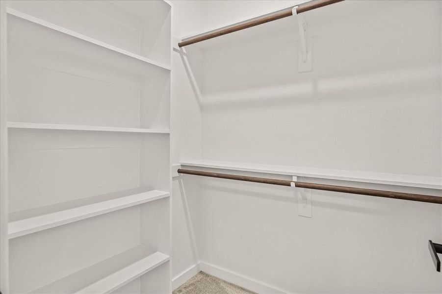 Spacious closet with carpet floors