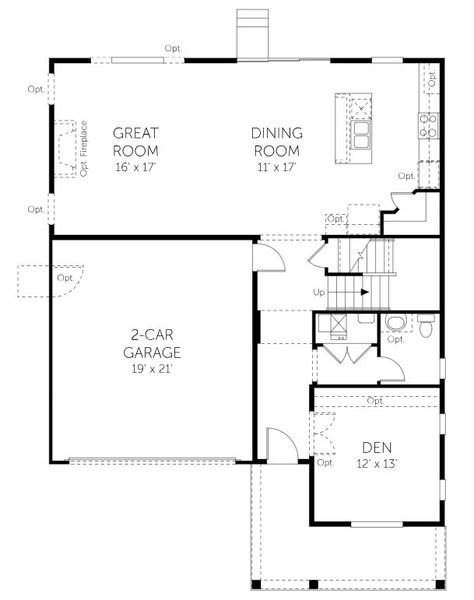 2D floor plan layout for the Rainier - Single Family Homes by Dream Finders Homes in Hidden Creek, Frederick, CO (Image 3).