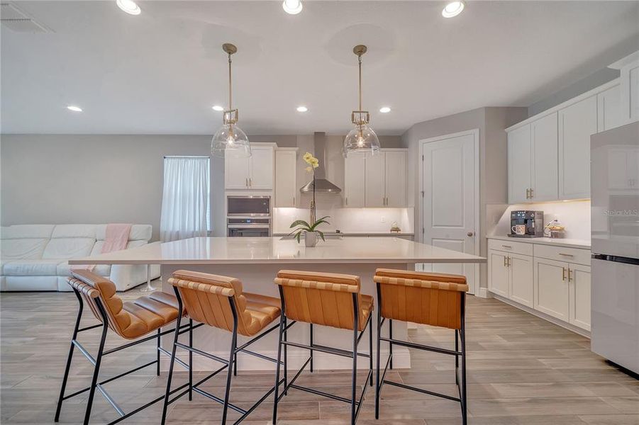 Gourmet kitchen Island with bar seating