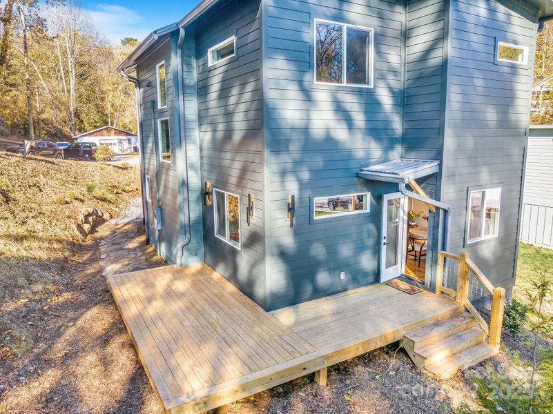 Exterior details and patio area of a home in , Asheville (Image 2).