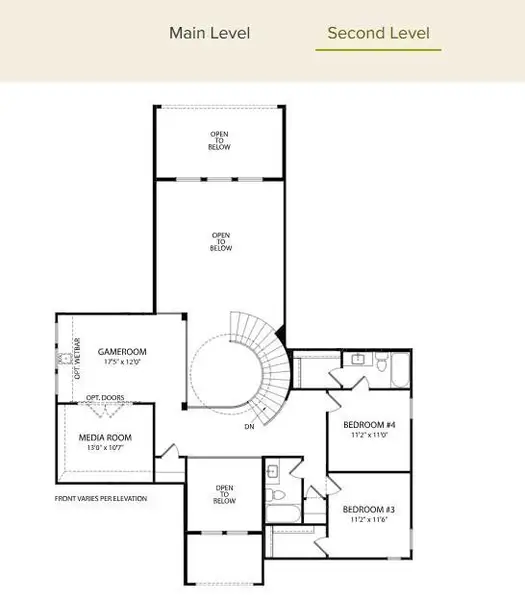2D floor plan layout of this home in Parmer Ranch 60, Georgetown, TX (Image 4).