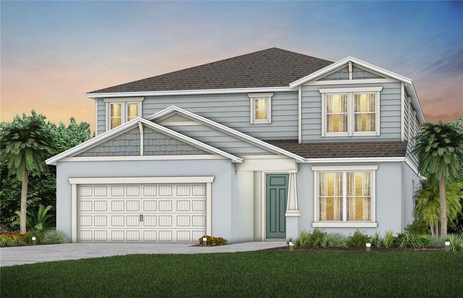 Exterior Design. Artistic rendering for this new construction home. Pictures are for illustrative purposes only. Elevations, colors and options may vary.