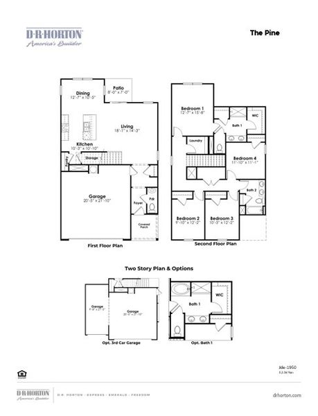 2D floor plan layout for the Pine by D.R. Horton in Preserve at Cypress Commons, Conway, SC (Image 3). 2D floor plan layout for the Pine by D.R. Horton in Preserve at Cypress Commons, Conway, SC (Image 3).
