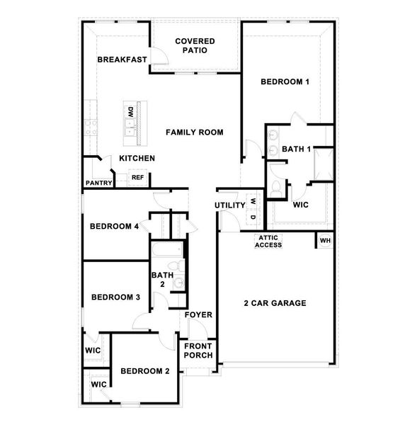 2D floor plan layout of this home in Prairie Lakes, Buda, TX (Image 3).