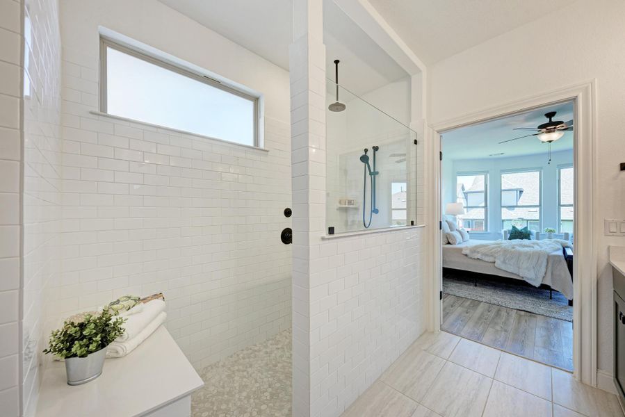 Primary Bathroom with Walk-In Shower including bench seat