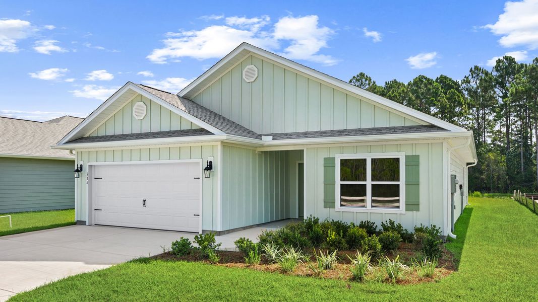 Representative exterior photo of a completed home built from the The Walker by D.R. Horton in Buffer Farms, Port Saint Joe, FL (Image 18).