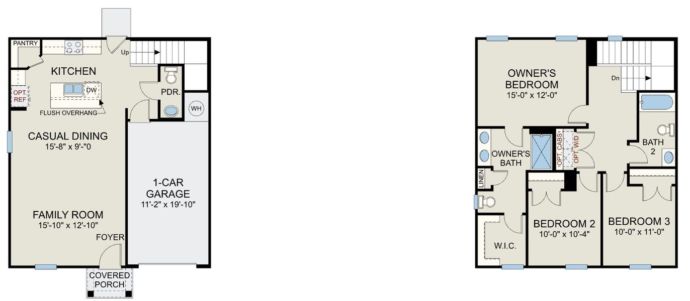 2D floor plan layout for the Vision - Single Family Homes by Dream Finders Homes in McLean Landing, Cameron, NC (Image 3).
