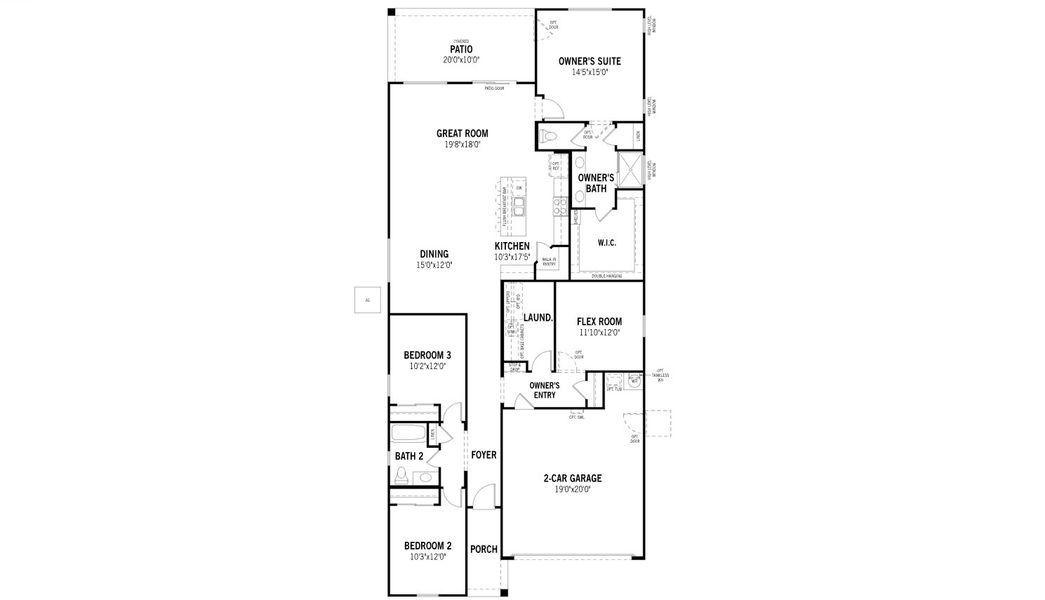 2D floor plan layout for the Ginger by Mattamy Homes in Rosewood Heights, San Tan Valley, AZ (Image 3). 2D floor plan layout for the Ginger by Mattamy Homes in Rosewood Heights, San Tan Valley, AZ (Image 3).