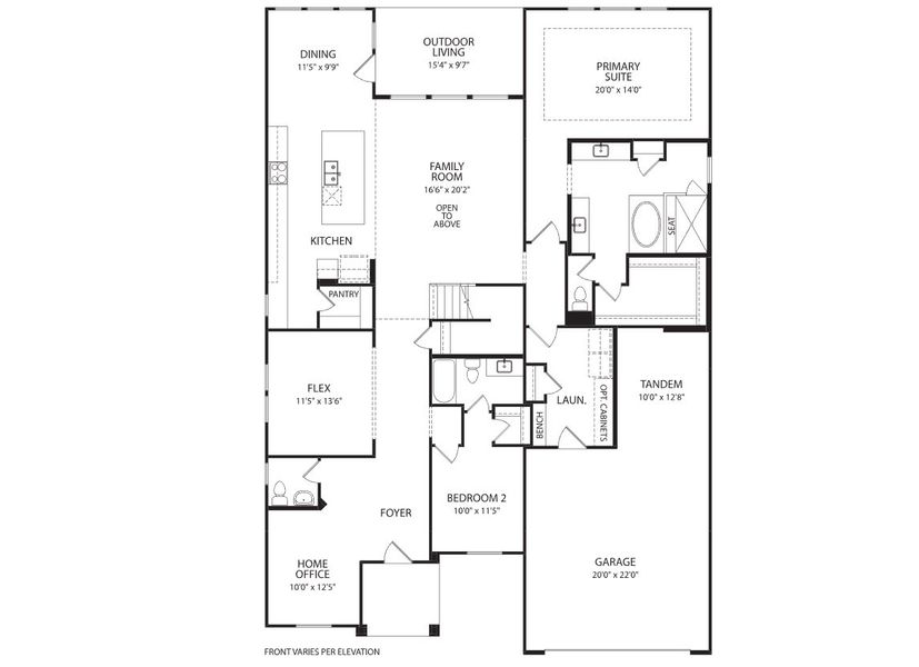 2D floor plan layout for the Dakota by Drees Custom Homes in Wildrye, Waller, TX (Image 4).