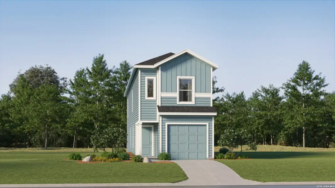 Front exterior of a new home in Tres Laurels, San Antonio, TX, highlighting curb appeal (Image 20). Front exterior of a new home in Tres Laurels, San Antonio, TX, highlighting curb appeal (Image 20).