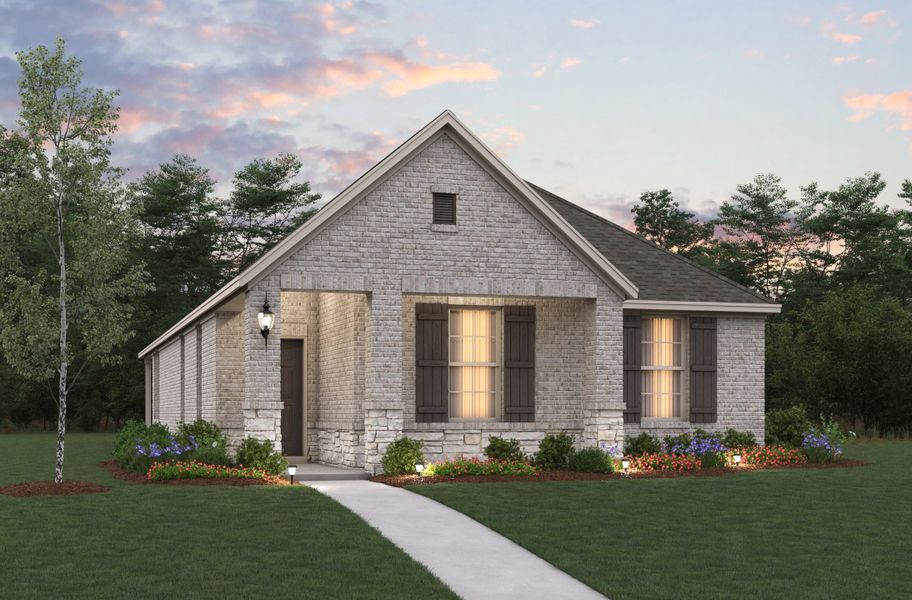 Front exterior of a new home in Wildflower Ranch, Justin, TX, highlighting curb appeal (Image 1). Front exterior of a new home in Wildflower Ranch, Justin, TX, highlighting curb appeal (Image 1).