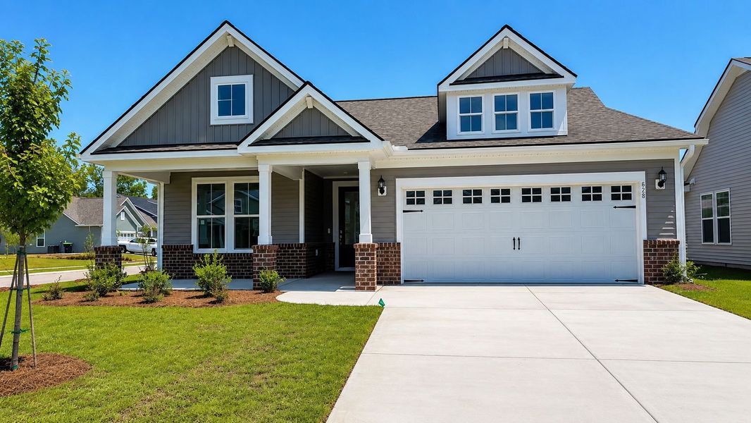 Front exterior of a new home in Crescent Cove, Myrtle Beach, SC, highlighting curb appeal (Image 20).