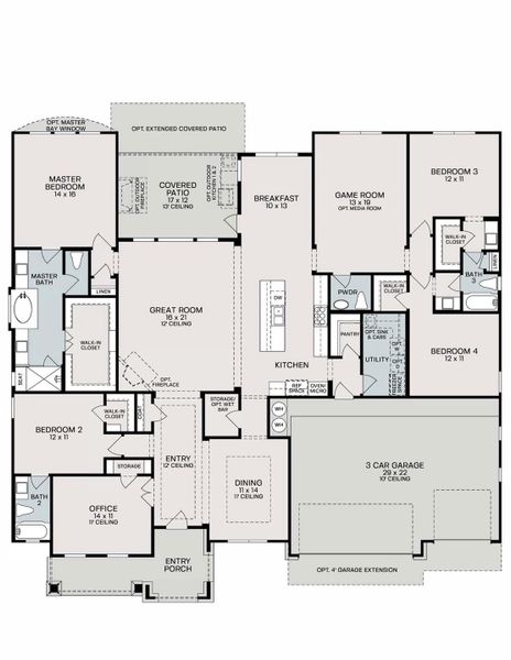 Floor plan has been modified to rotate garage to take advantage or lot size