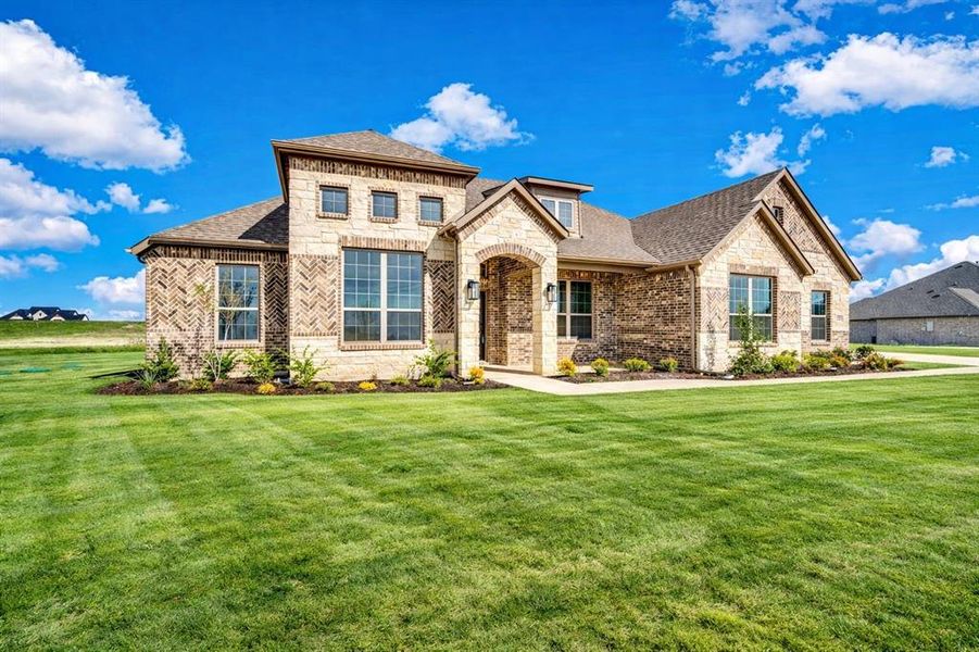 Front exterior of a new home in Levante, Waxahachie, TX, highlighting curb appeal (Image 23).