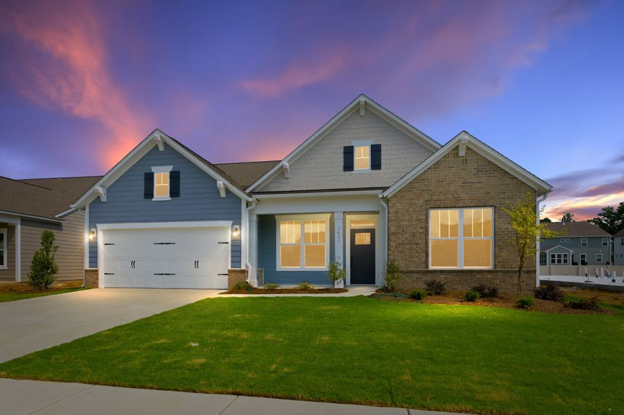 Front exterior of a new home in Encore at Harmony, Harrisburg, NC, highlighting curb appeal (Image 21). Front exterior of a new home in Encore at Harmony, Harrisburg, NC, highlighting curb appeal (Image 21).