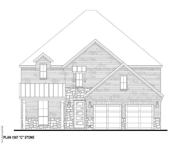 Plan 1567 Elevation C w/ Stone