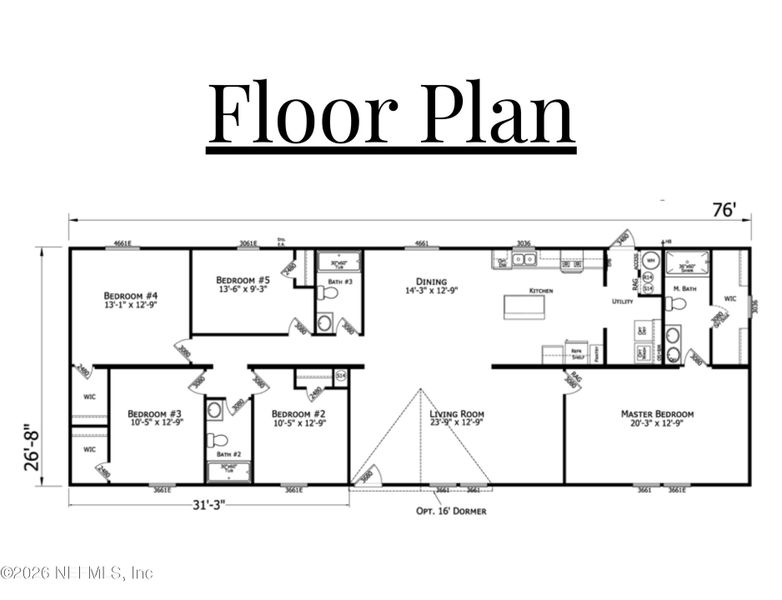 2D floor plan layout of this home in , Lake Butler, FL (Image 3).