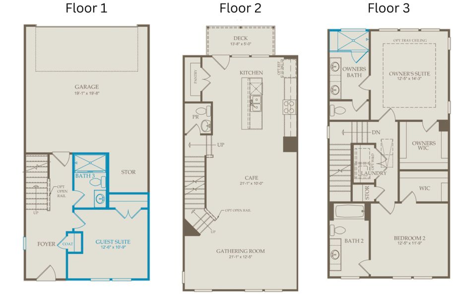 Floor Plan Level 1, 2 and 3