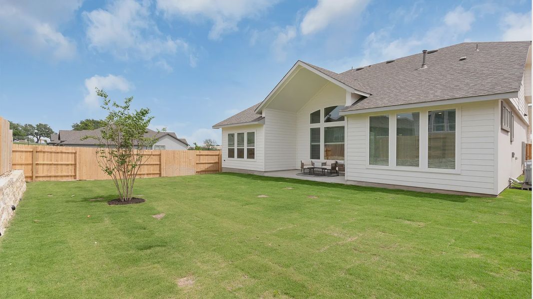 Exterior details and patio area of a home in Lariat, Liberty Hill (Image 22). Exterior details and patio area of a home in Lariat, Liberty Hill (Image 22).