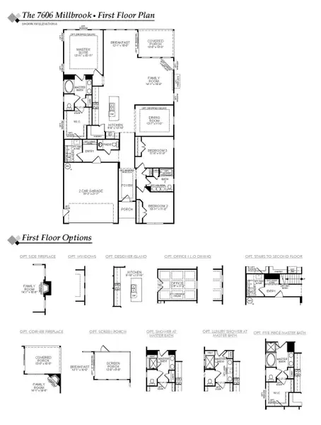 2D floor plan layout for the Millbrook by Eastwood Homes in The Enclave at Hidden Lake - 55+ Community, Youngsville, NC (Image 3). 2D floor plan layout for the Millbrook by Eastwood Homes in The Enclave at Hidden Lake - 55+ Community, Youngsville, NC (Image 3).