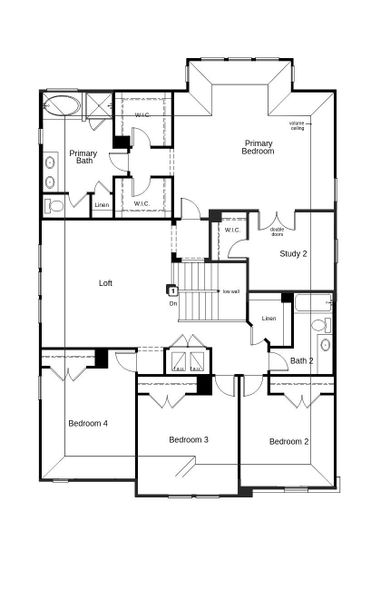 2D floor plan layout of this home in Salerno - Classic Collection, Round Rock, TX (Image 4).