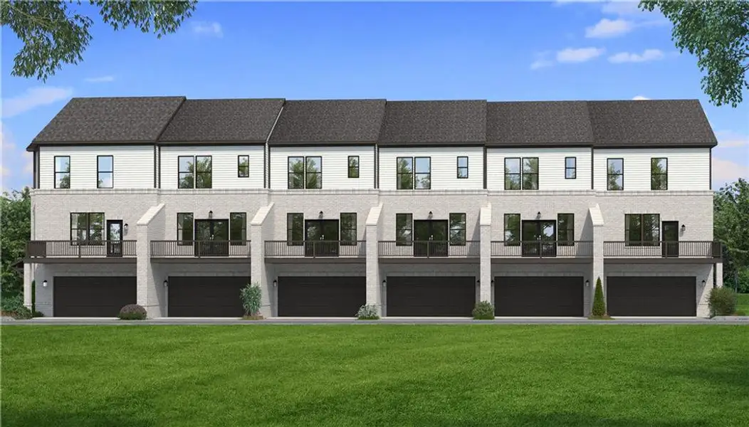 Front exterior of a new home in The Eighteen, Atlanta, GA, highlighting curb appeal (Image 2). Front exterior of a new home in The Eighteen, Atlanta, GA, highlighting curb appeal (Image 2).