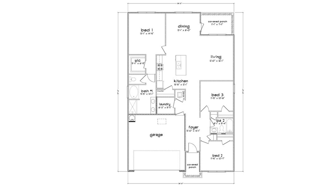 2D floor plan layout of this home in Magnolia at the Bluffs Phase 3, Freeport, FL (Image 3).