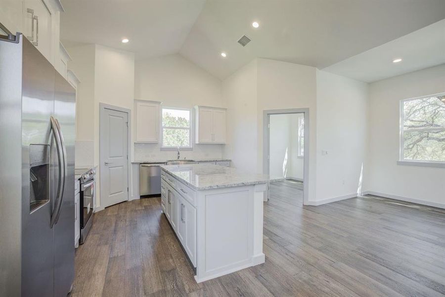 View of kitchen showing dining area