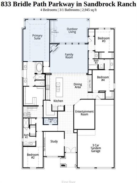 2D floor plan layout of this home in Sandbrock Ranch, Aubrey, TX (Image 2). 2D floor plan layout of this home in Sandbrock Ranch, Aubrey, TX (Image 2).