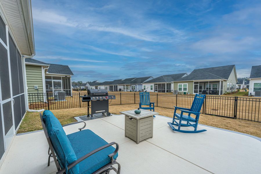 Exterior details and patio area of a home in Horizons at Summers Corner | 55+, Summerville (Image 26).