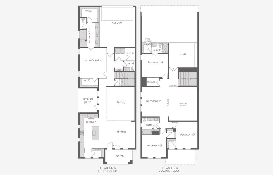 2D floor plan layout of this home in Village on Main Street, Frisco, TX (Image 5).